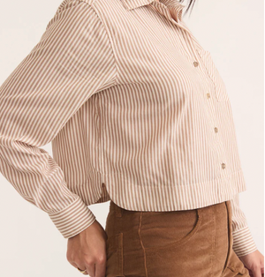 Mila Straight Hem Button Down - Coconut Stripe