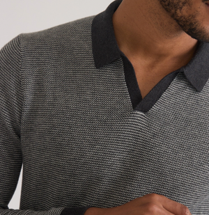 Liam L/S Sweater Polo - Charcoal