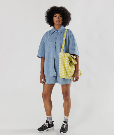 Horizontal Zip Duck Bag - Chartreuse Pixel Gingham