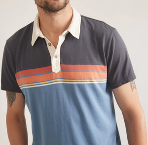 Engineered Stripe Polo - Mood Indigo Colorblock