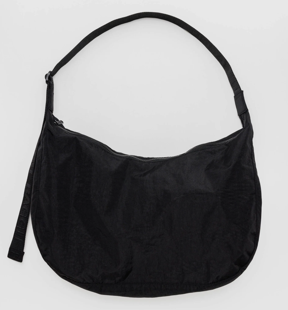 Large Nylon Crescent Bag - Black