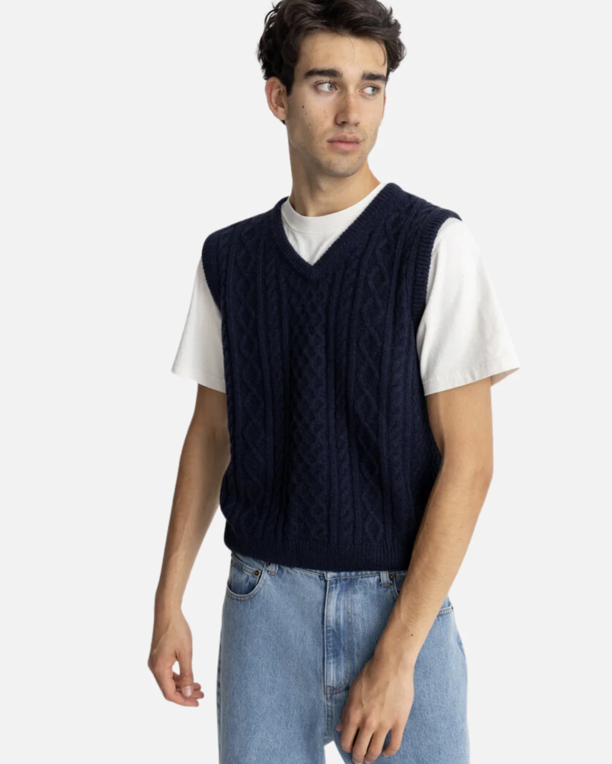 Mohair Knit Vest - Navy