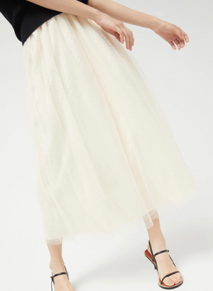 Tulle Midi Skirt - White