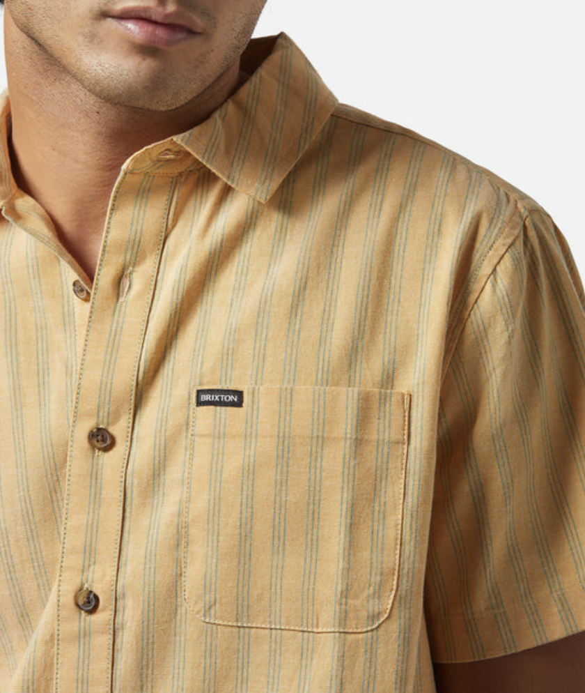Cru Oxford Stripe Shirt - Curry/Ivy Green