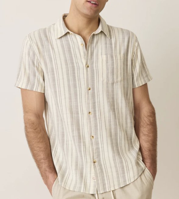 Stretch Selvage Shirt - Cream/Olive