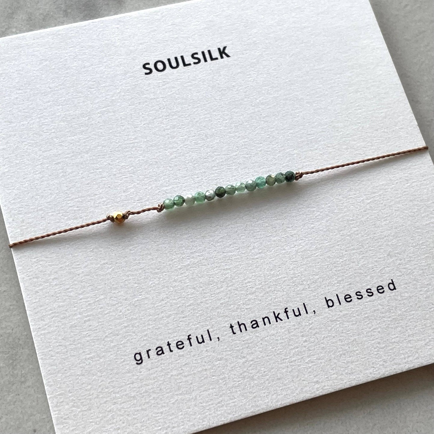 Grateful, Thankful, Blessed Green Bracelet