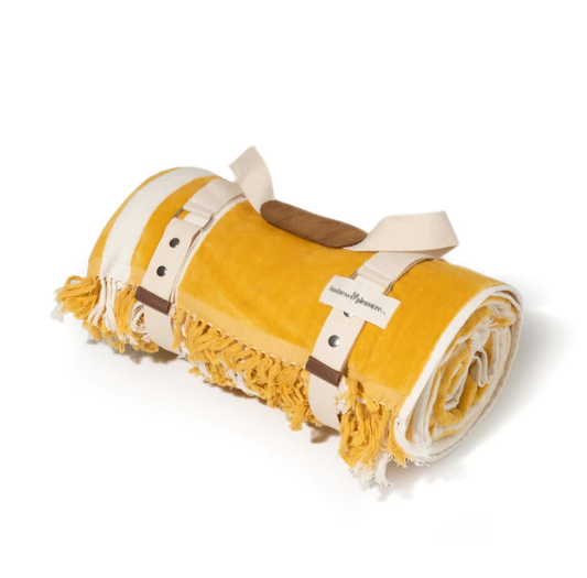 Beach Blanket - Vintage Yellow Stripe