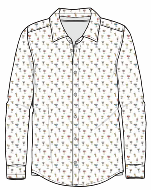 Long Sleeve Soft Button Down - White Cocktails