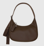 Medium Recycled Leather Crescent Bag - Brown