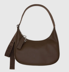 Medium Recycled Leather Crescent Bag - Brown