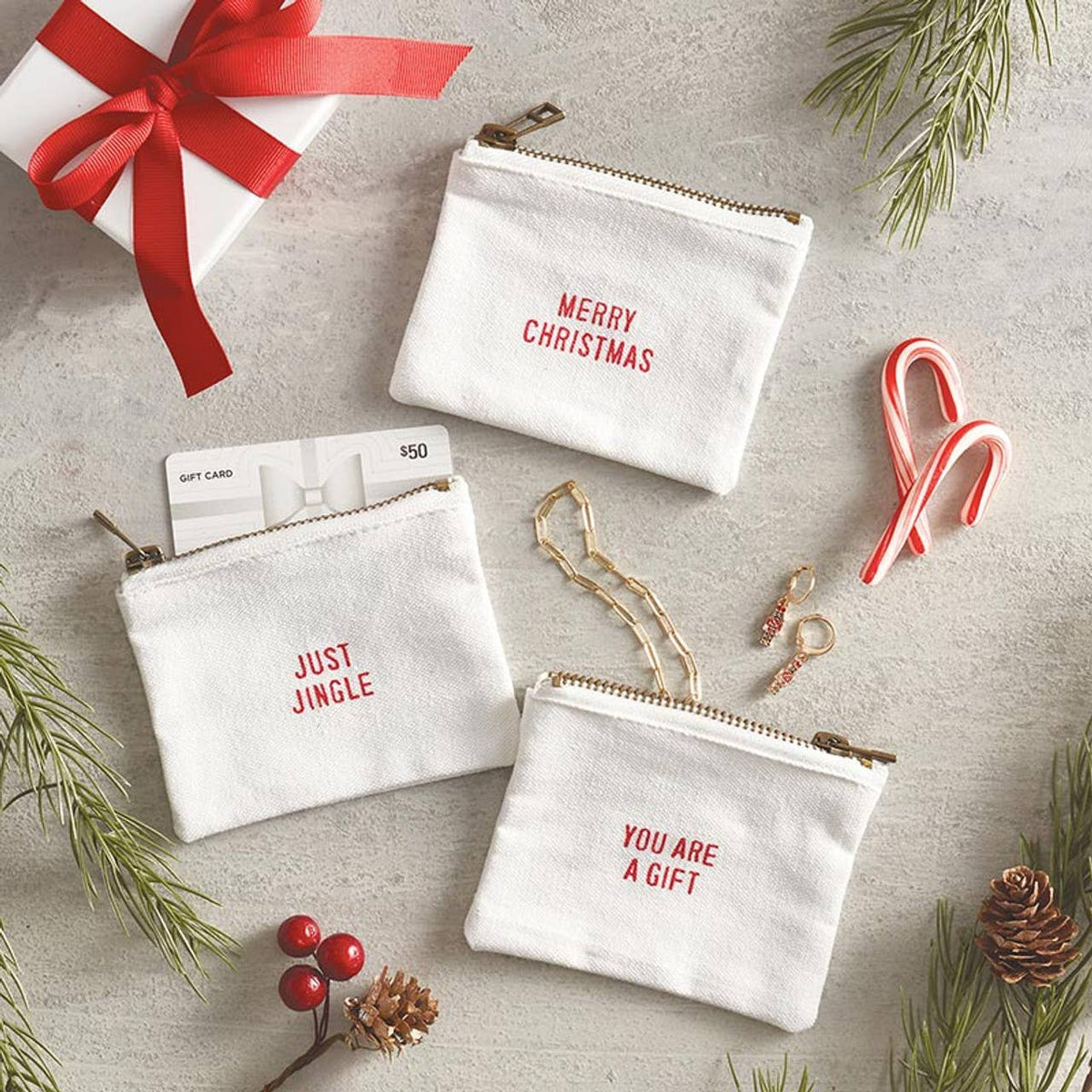 Merry Christmas Gift Card Pouches - - Set of 3