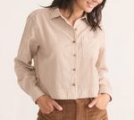 Mila Straight Hem Button Down - Coconut Stripe