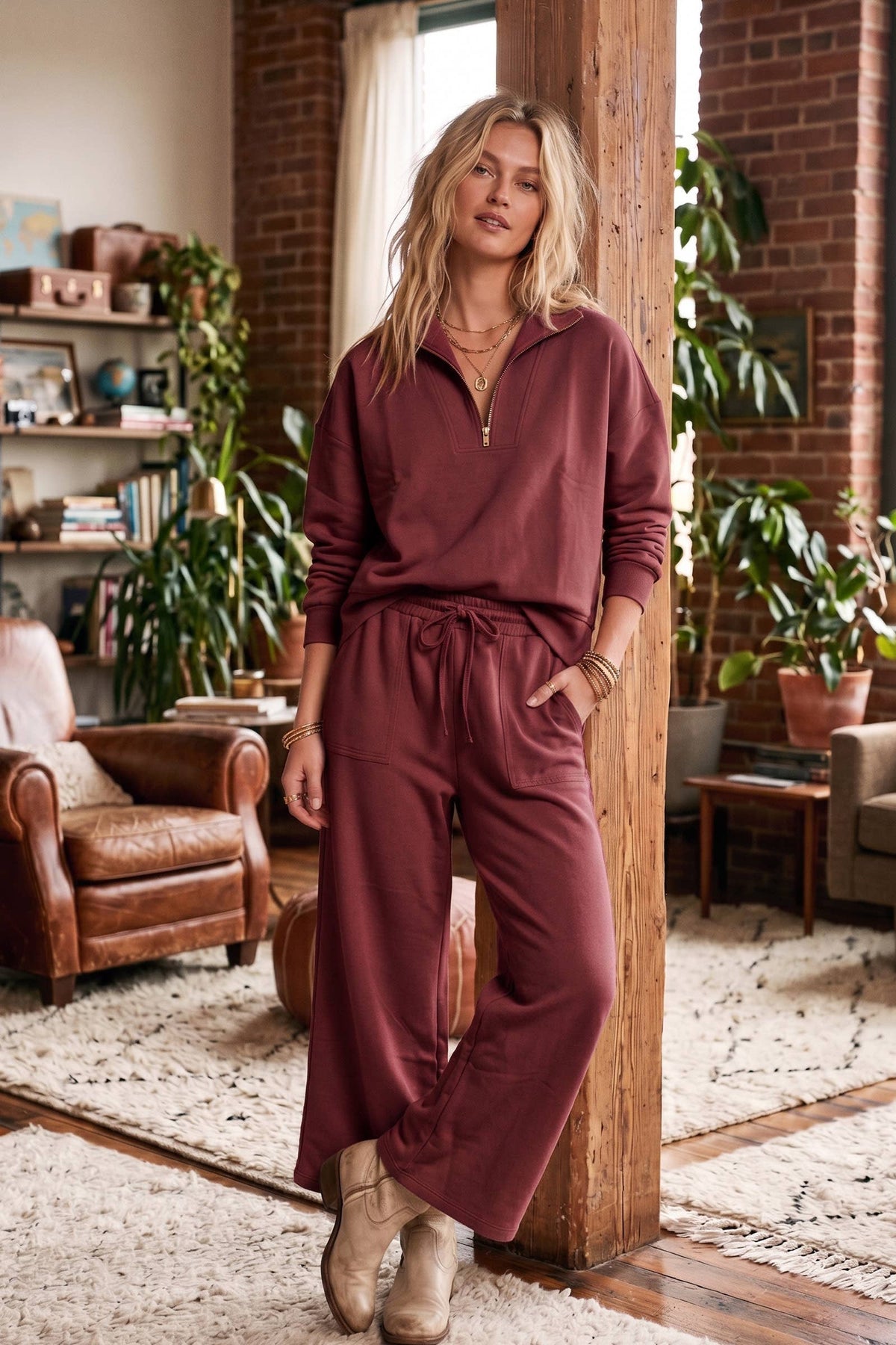 Pullover & Wide Leg Pants Set