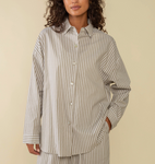 Delano Oversized Button Down Shirt - Olive/Ivory