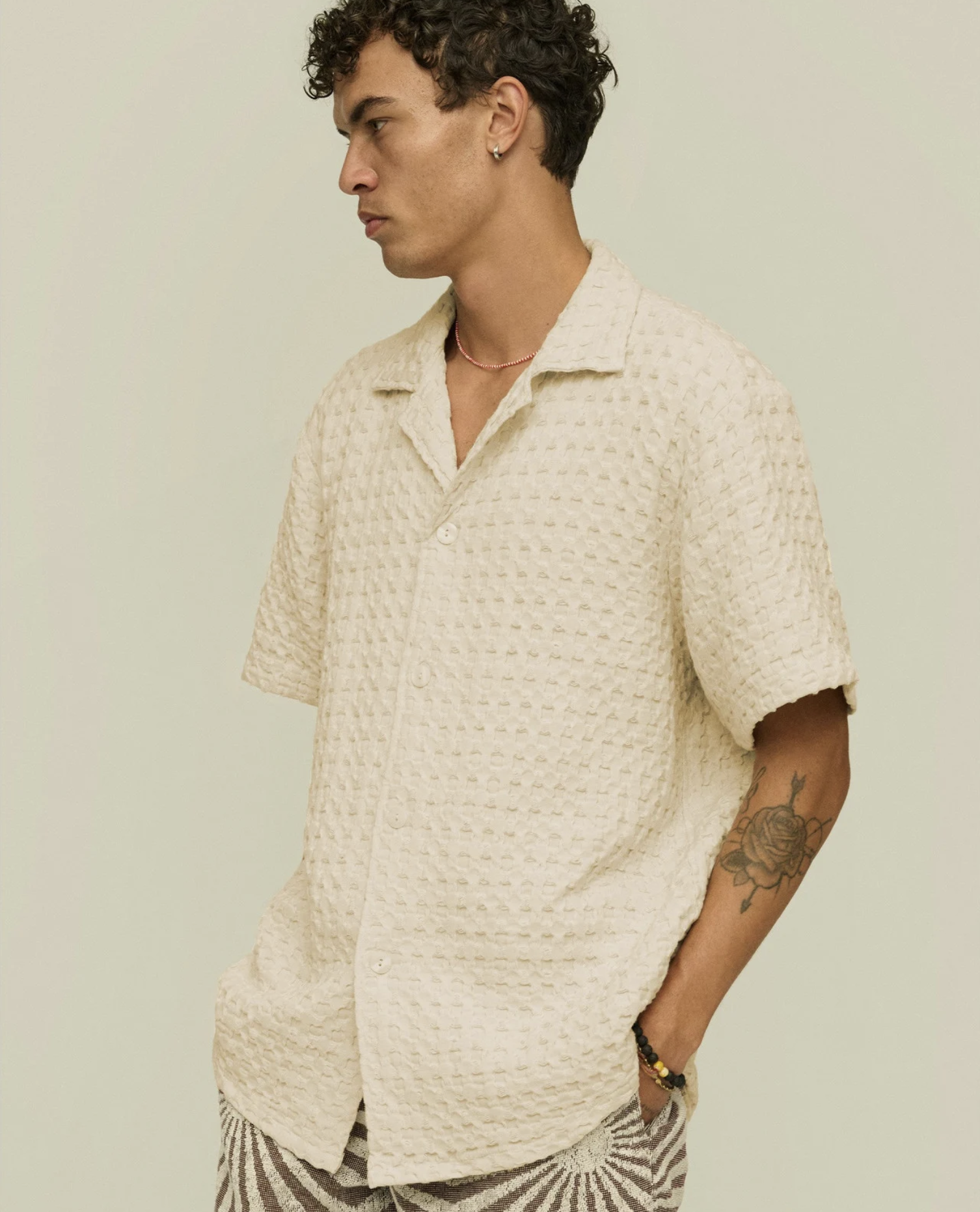 Cuba Waffle Shirt - Ecru