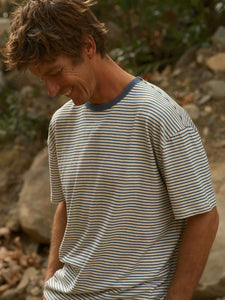 Hemp Tee - Natural/Indigo Stripe