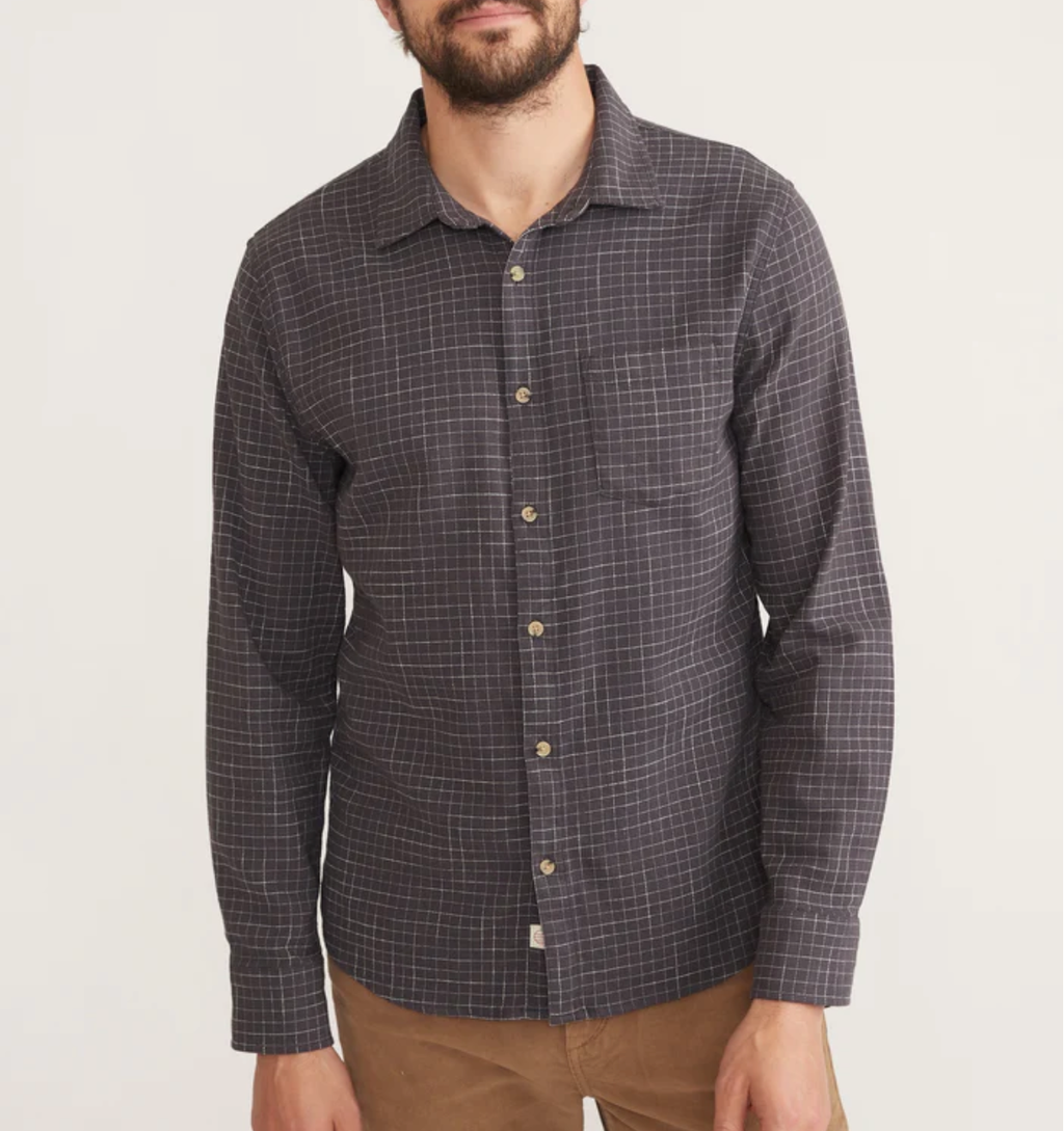 Classic Stretch Selvage Shirt - Washed Black Windowpane