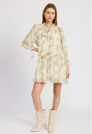 Leighton Mini Dress - Cream/Olive