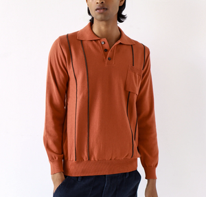 Alfaro Knitted Polo - Burnt Orange