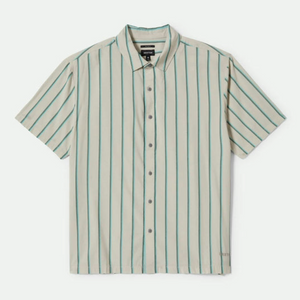 Cru Stripe S/S Relaxed Shirt - Beige/Pine/Aquatic Green