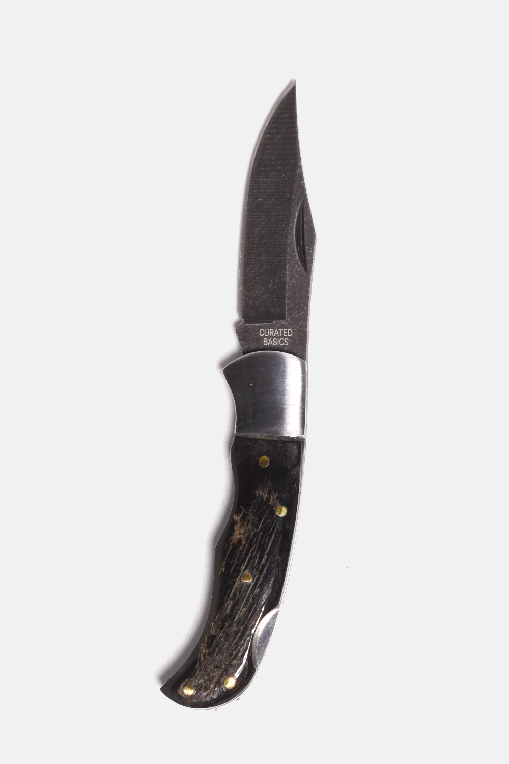 Knife with a wooden handle on a white background