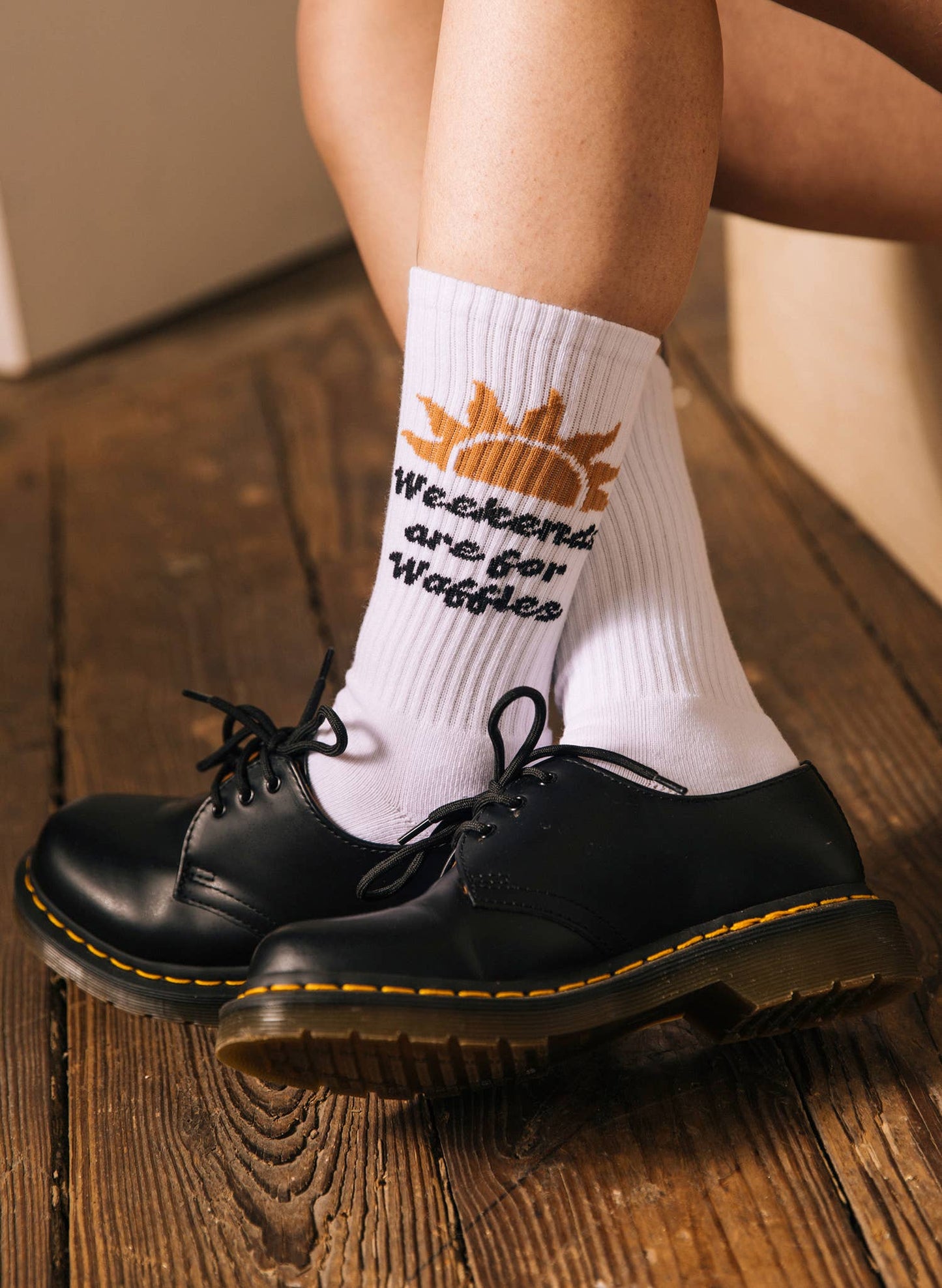 Weekends are for Waffles Comfy Crew Socks, Perfect Gift