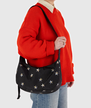 Medium Nylon Crescent Bag - Stars