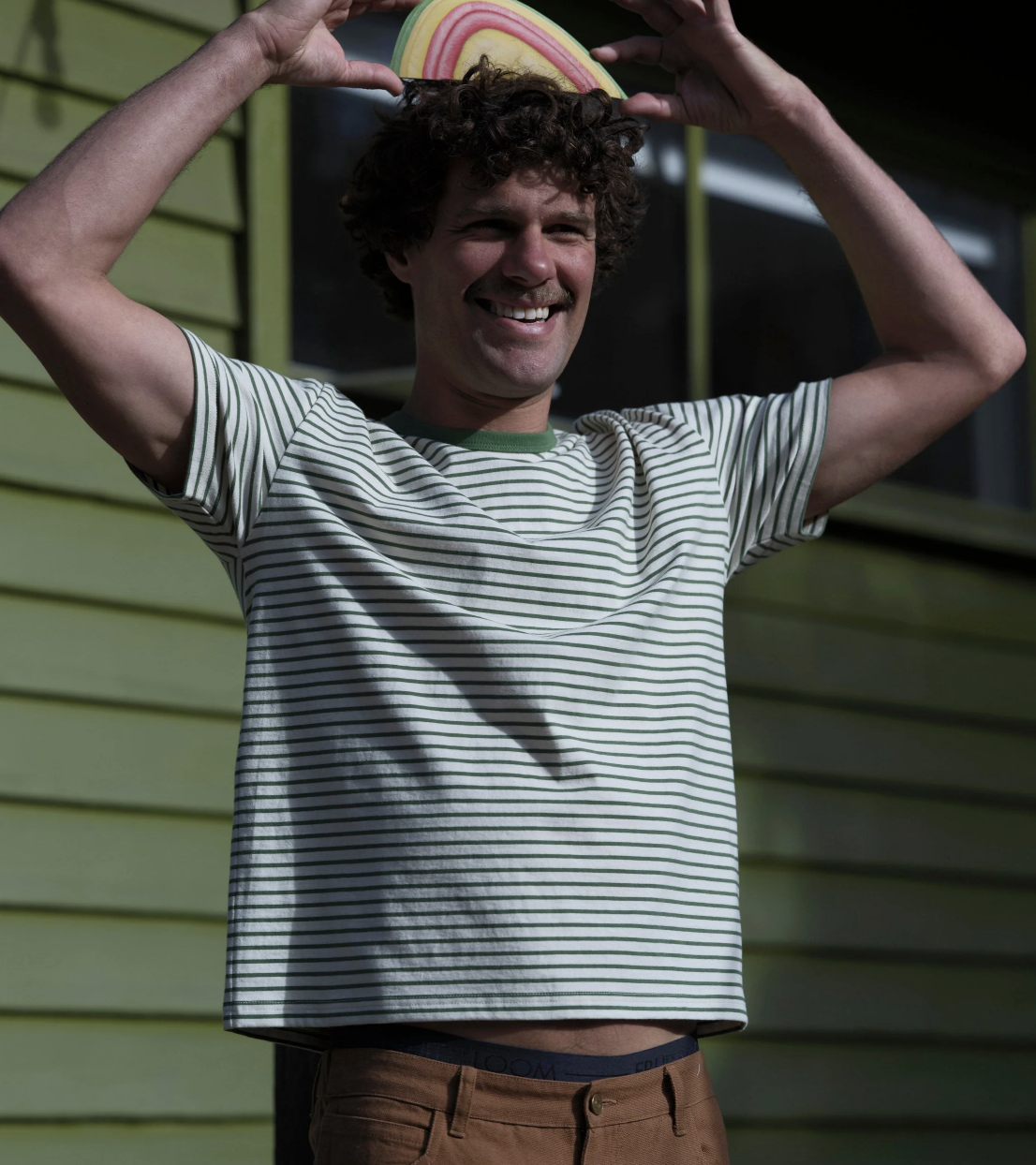 Striped Heavy Tee - Green/Natural