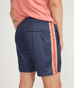 Side Stripe Mesh Short - Navy