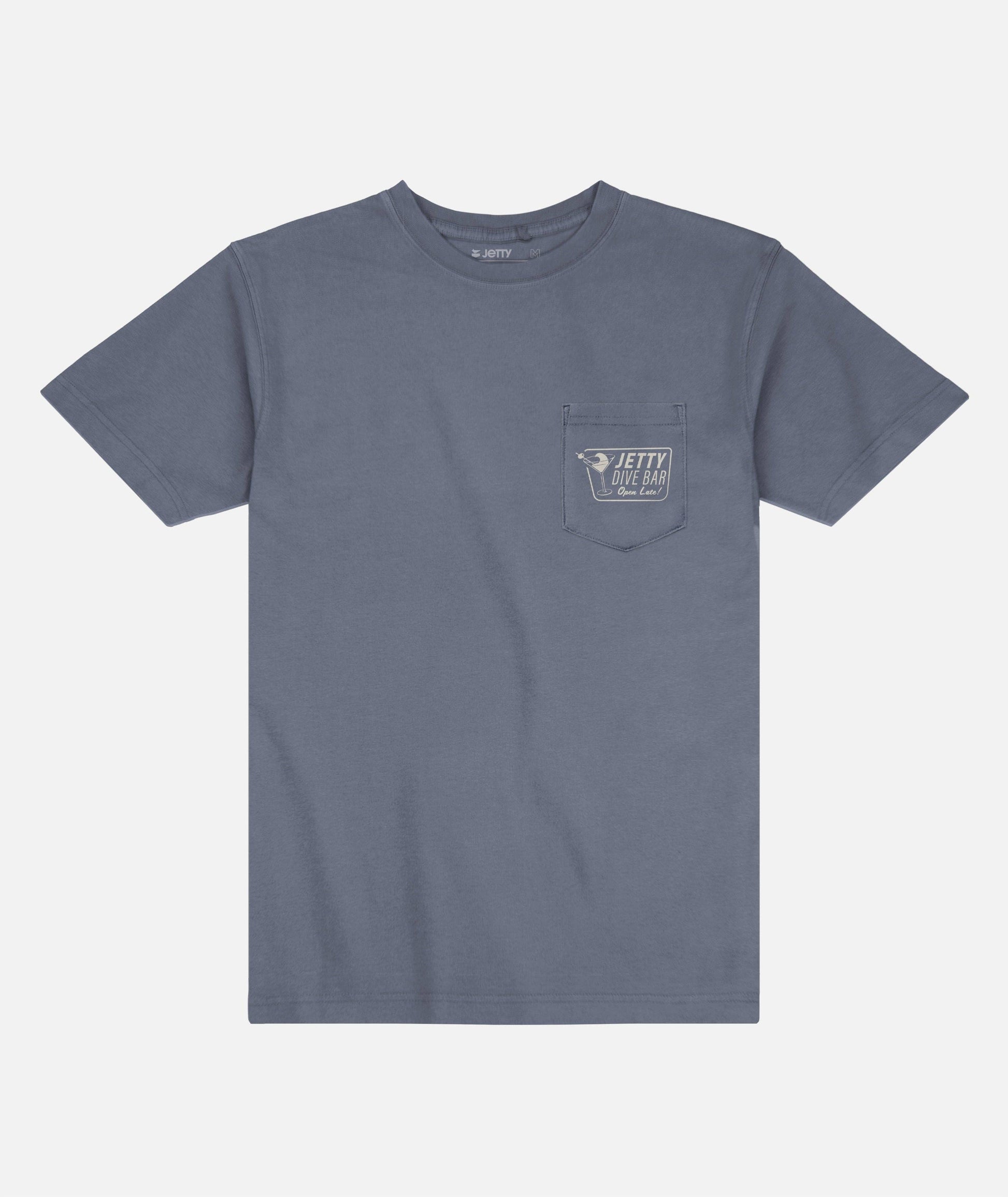 Blue t-shirt with a pocket on a white background
