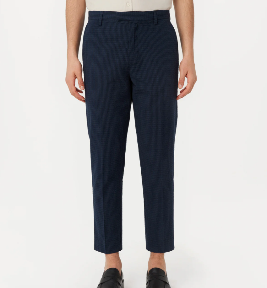 Colin Tapered Seersucker Pant - Deep Blue