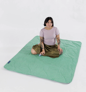 Puffy Picnic Blanket - Green Gingham