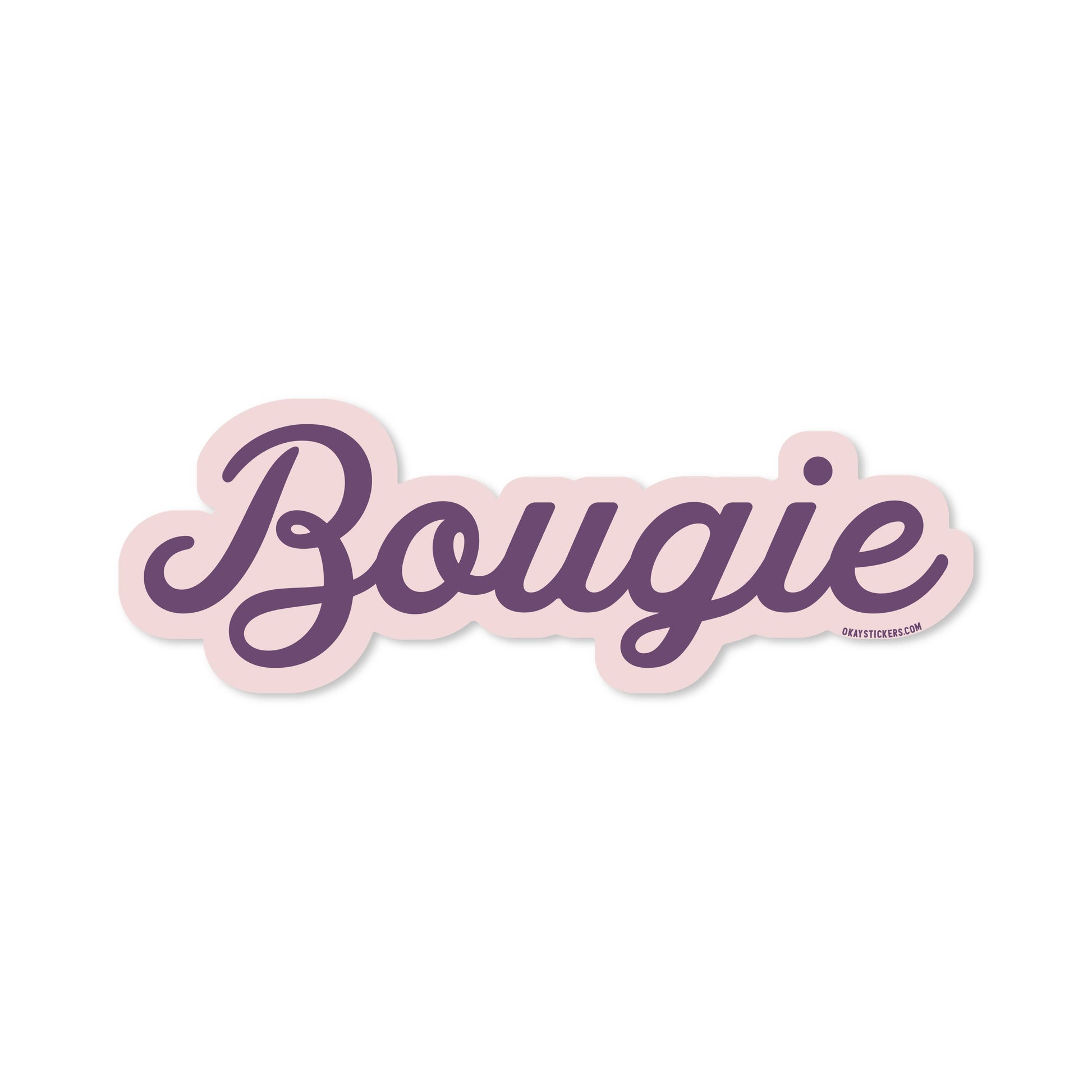 Sticker with the word 'Bougie' in a decorative font on a white background
