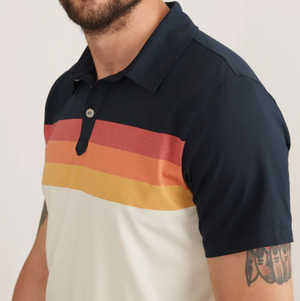 Re-Spun Sport Polo - Navy Warm Stripe