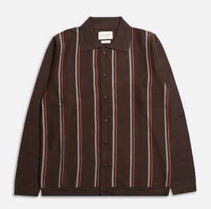 Zigger Cardigan - Slate Brown Kuki Stripe