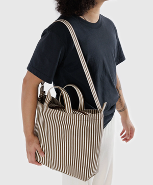 Horizontal Zip Duck Bag - Brown Stripe