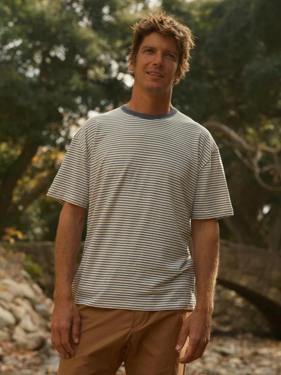 Hemp Tee - Natural/Indigo Stripe