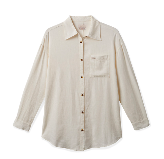 Vintage Linen Blend L/S Shirtdress - Off White