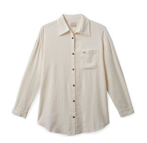 Vintage Linen Blend L/S Shirtdress - Off White