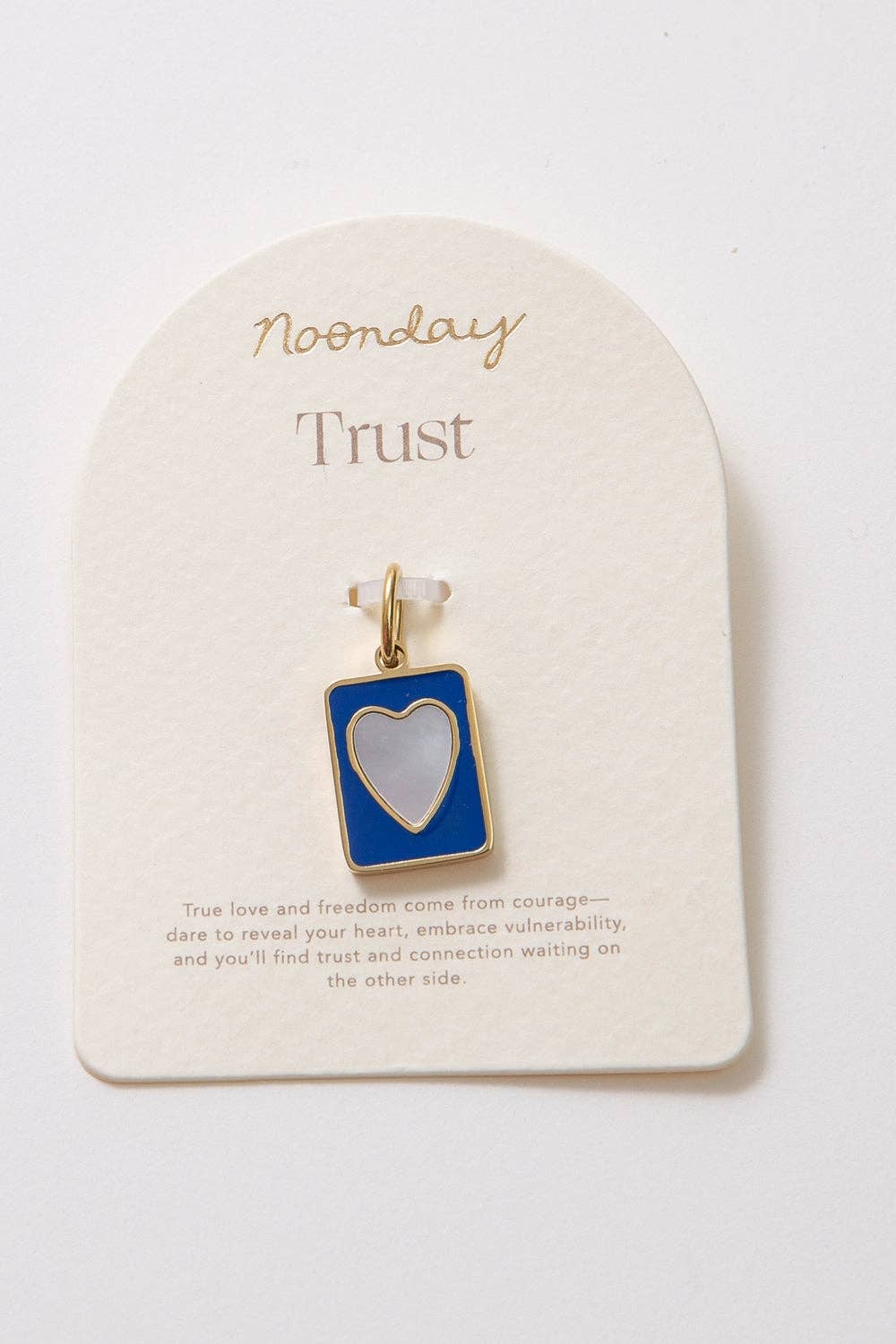 Jewelry card with a heart-shaped pendant on a white background
