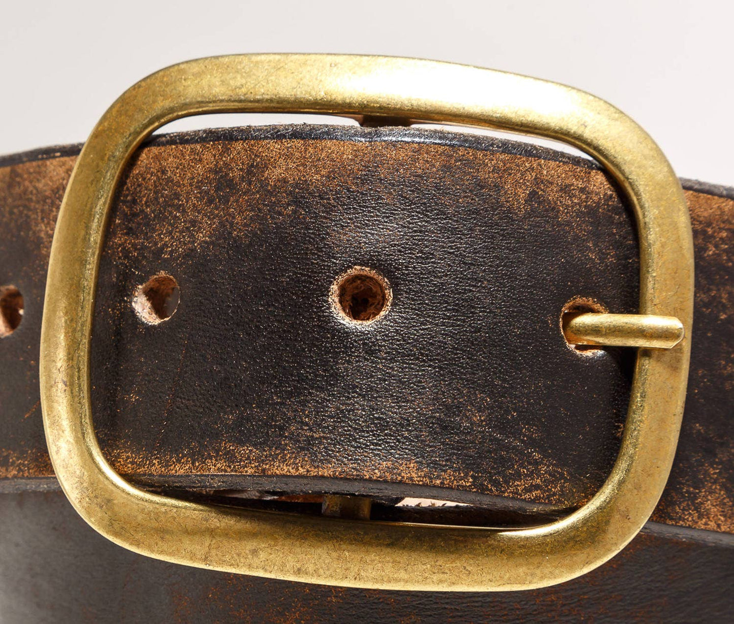 Nude Tan Leather Belt with Antique Brass Buckle