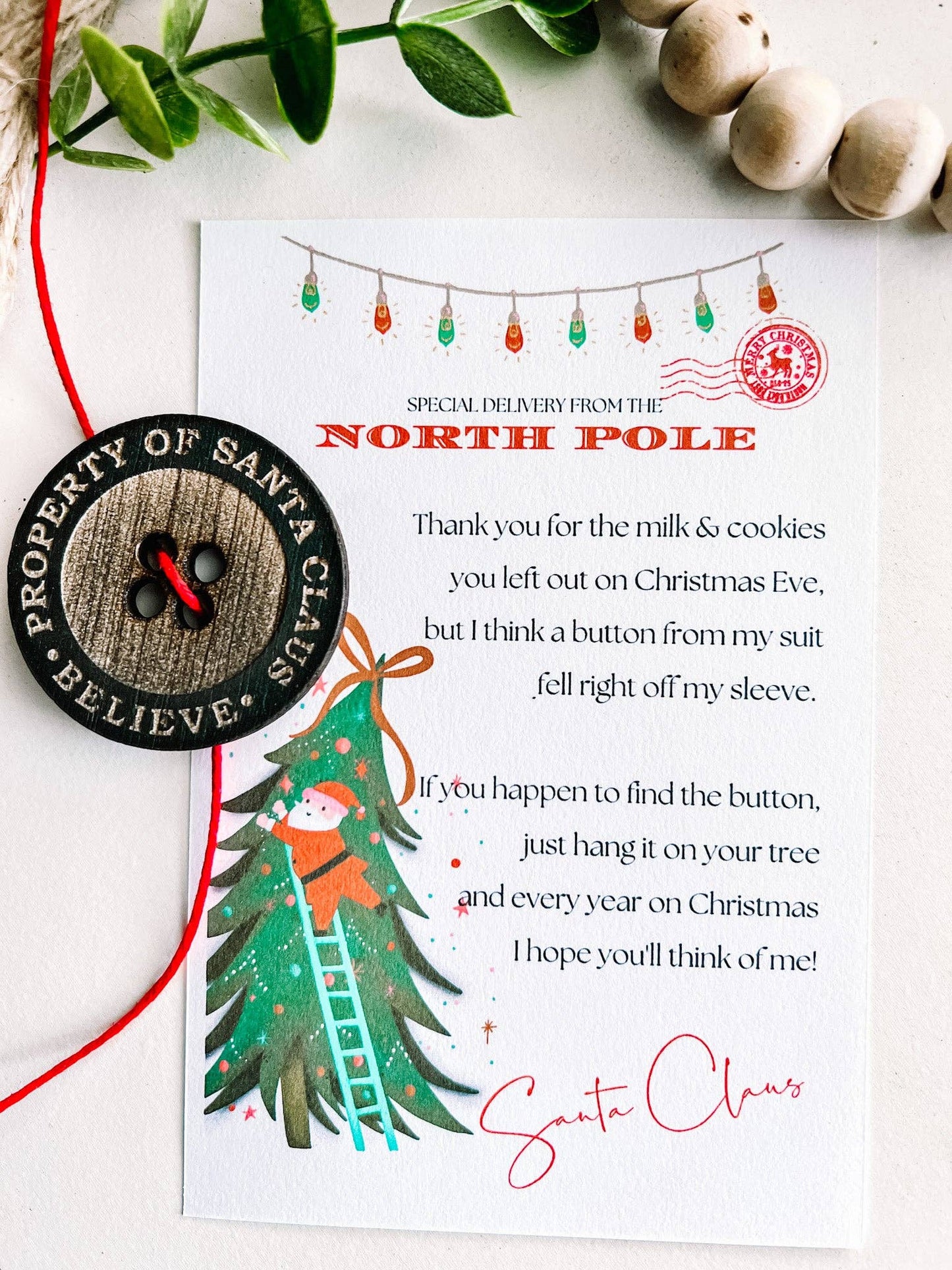 Santa's Button Ornament with Card Magic Button Christmas