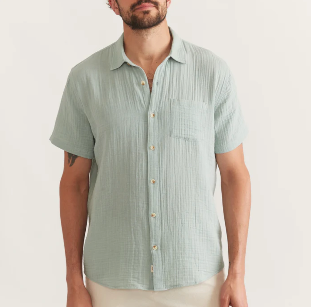 S/S Crinkle Double Cloth Shirt - Grey Mist