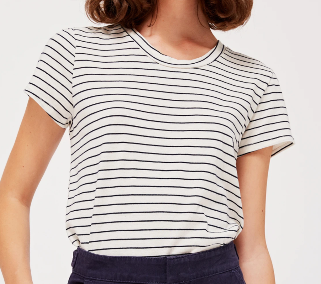 Classic Tee - White/Black Stripe