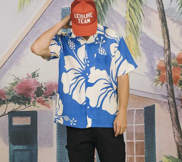 Trouble in Paradise Buttonup Shirt - Blue
