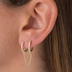 Pave Double Huggie Chain Earring