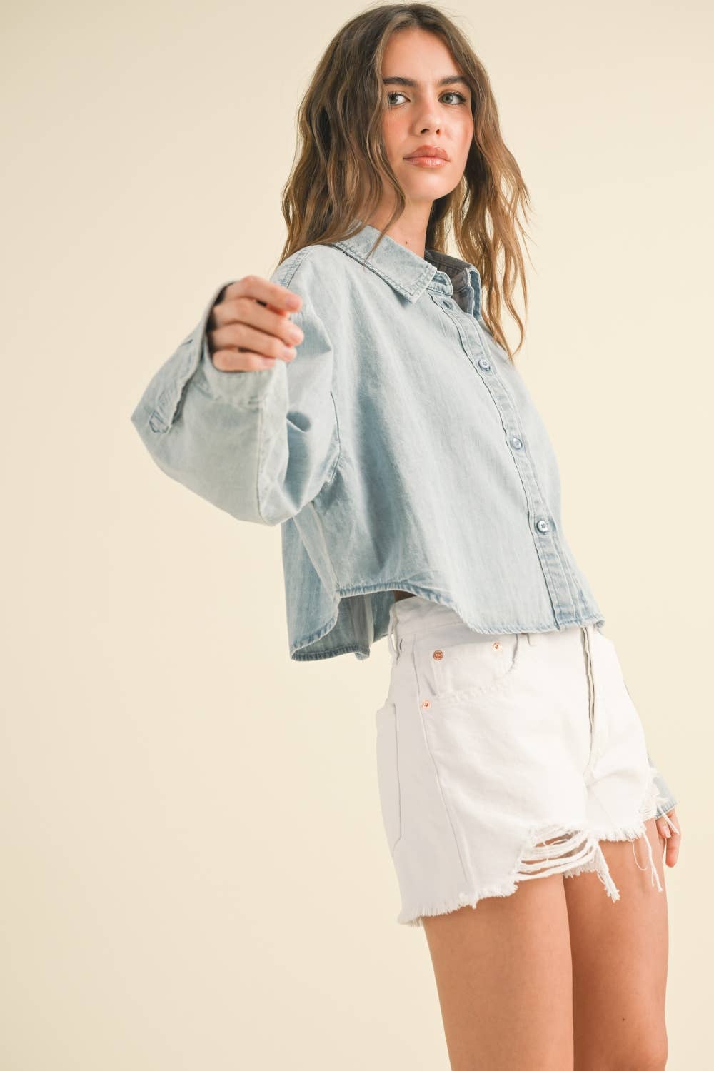 Weekend Crop Denim Shirt