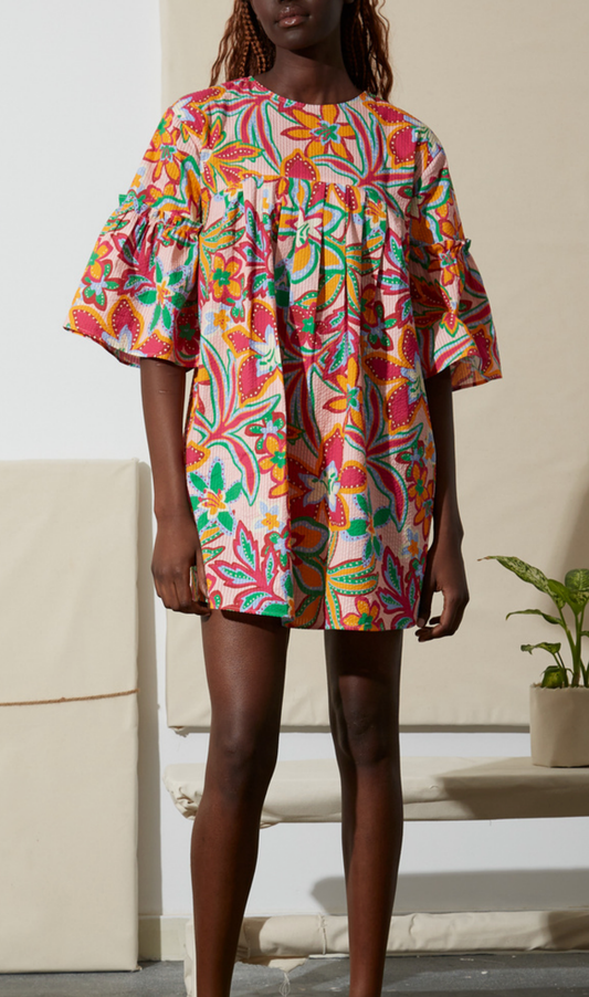 Botanical Seer Sucker Mini Dress