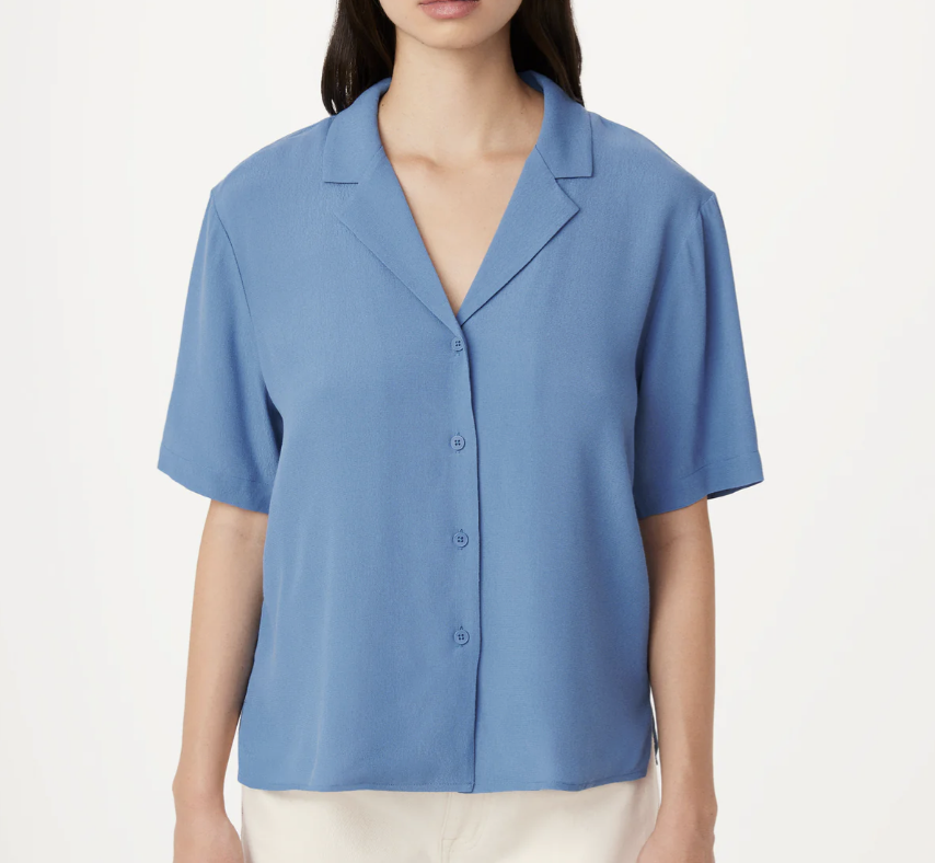 Camp Collar Blouse - Coronet Blue