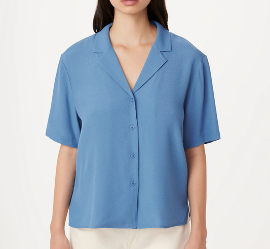 Camp Collar Blouse - Coronet Blue
